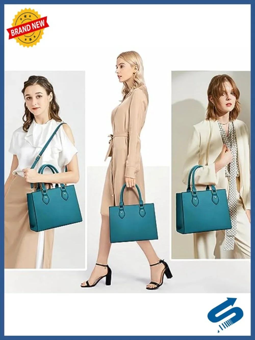 PU Leather Crossbody Tote Satchel Shoulder Bag with Top Handle